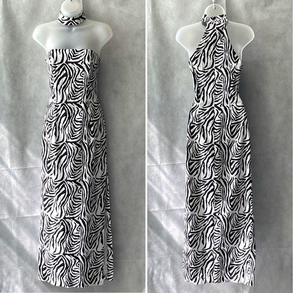 Jessica McClintock for Gunne Sax Millennium 2000 Zebra Print Gown Size Small/5 - Picture 1 of 6